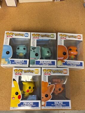 Funko Pop! Pokémon Starter Set - Squirtle Bulbasaur Charmander Pikachu Vulpix